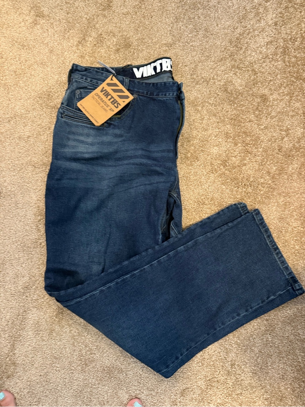 Viktes Men's Straight-Leg Dark Blue Jeans